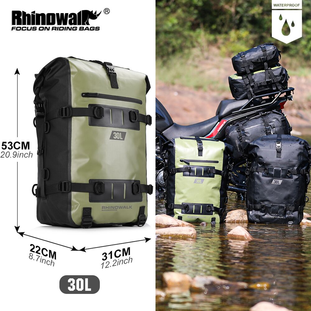 Tech Accessories Box - Rhinowalk-bolsa trasera para motocicleta, 100% impermeable,
