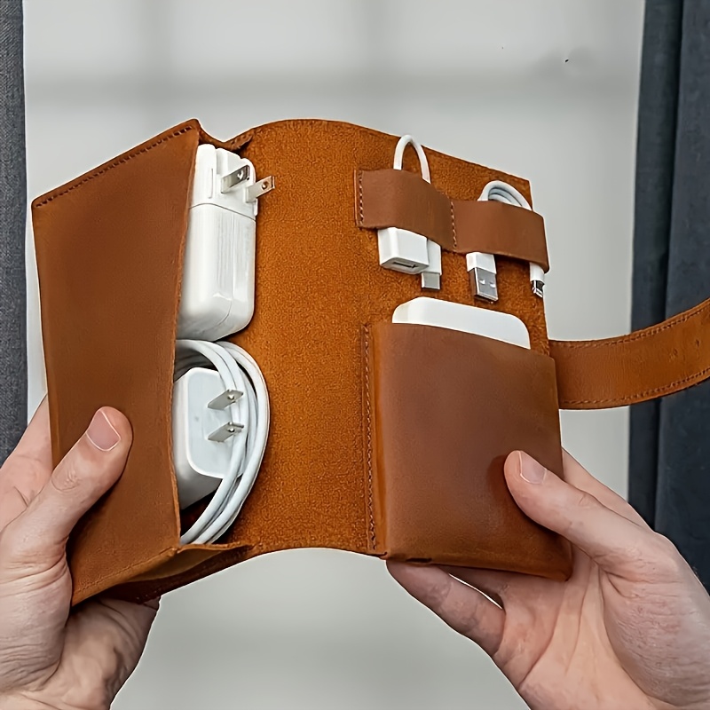 Tech Accessories Designer - Organizador multicompartimentos de cuero PU, funda