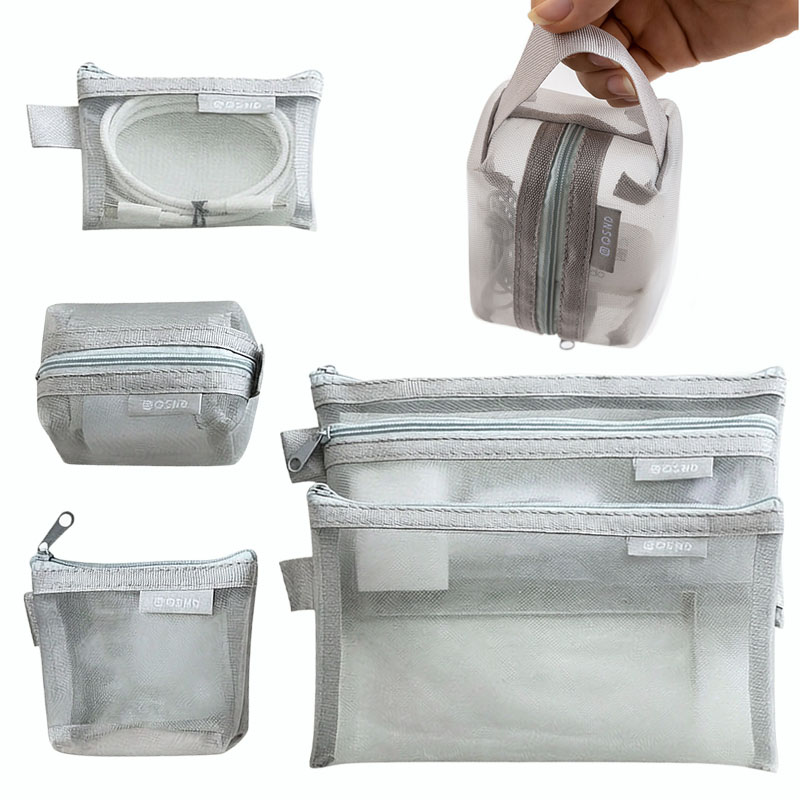 Tech Accessories For Desk - Bolsas organizadoras de malla gris –